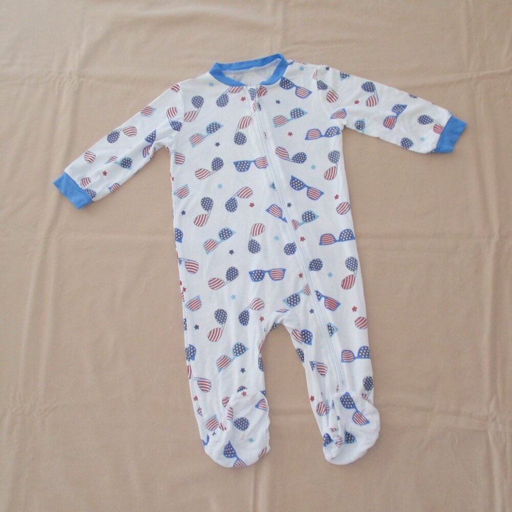 Milkberry 4th of July Red White Blue Sunglasses Footie Sleeper 6m Bamboo